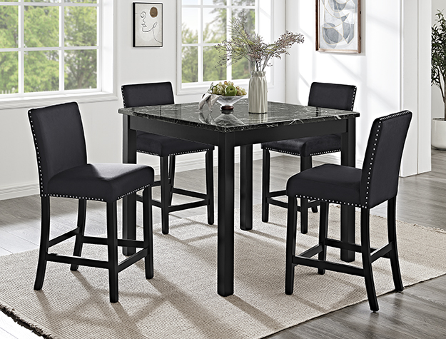 Lennon - 5 Piece Counter Height Set - All Black Image