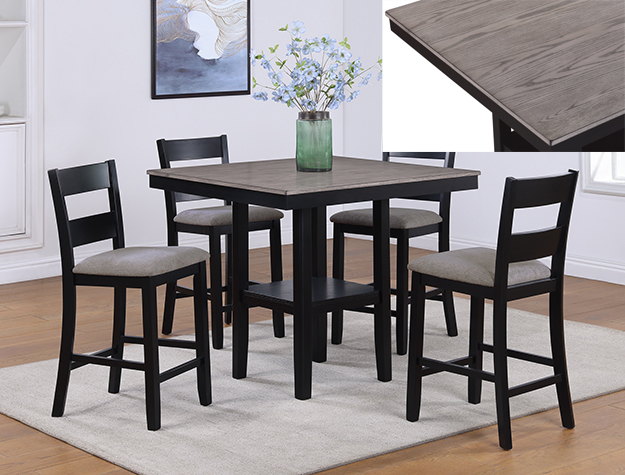 Lester - 5 Piece Counter Height Table Set - Light Gray Image
