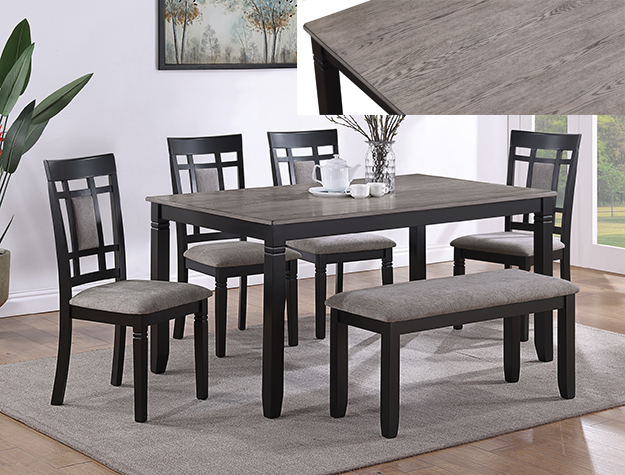 Paige - 6 Piece Dinette Set With Bench - Gray Image