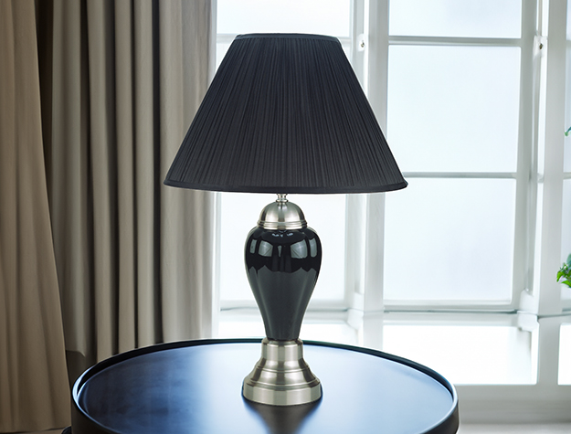 Satin Nickel - Porcelain Table Lamp - Black Image